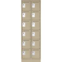 Clean Line Lockerette, 6 -tier, Bank of 2, 24" x 18" x 76", Steel, Beige, Rivet (Assembled) Les Fournitures Industrielles Méga