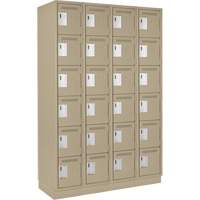 Clean Line Lockerette, 6 -tier, Bank of 4, 48" x 18" x 76", Steel, Beige, Rivet (Assembled) Les Fournitures Industrielles Méga
