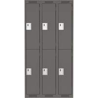Clean Line Lockers, 2 -tier, Bank of 3, 36" x 18" x 72", Steel, Charcoal, Rivet (Assembled) Les Fournitures Industrielles Méga