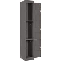 Clean Line Lockers, 3 -tier, Bank of 4, 48" x 18" x 72", Steel, Charcoal, Rivet (Assembled) Les Fournitures Industrielles Méga