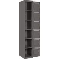 Clean Line Lockerette, 6 -tier, Bank of 4, 48" x 18" x 72", Steel, Charcoal, Rivet (Assembled) Les Fournitures Industrielles Méga