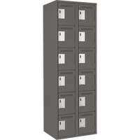 Clean Line Lockerette, 6 -tier, Bank of 2, 24" x 18" x 72", Steel, Charcoal, Rivet (Assembled) Les Fournitures Industrielles Méga