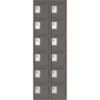 Clean Line Lockerette, 6 -tier, Bank of 2, 24" x 18" x 72", Steel, Charcoal, Rivet (Assembled) Les Fournitures Industrielles Méga