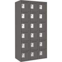 Clean Line Lockerette, 6 -tier, Bank of 3, 36" x 18" x 72", Steel, Charcoal, Rivet (Assembled) Les Fournitures Industrielles Méga