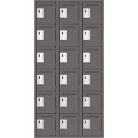 Clean Line Lockerette, 6 -tier, Bank of 3, 36" x 18" x 72", Steel, Charcoal, Rivet (Assembled) Les Fournitures Industrielles Méga