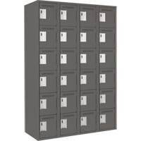 Clean Line Lockerette, 6 -tier, Bank of 4, 48" x 18" x 72", Steel, Charcoal, Rivet (Assembled) Les Fournitures Industrielles Méga