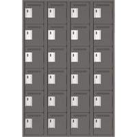 Clean Line Lockerette, 6 -tier, Bank of 4, 48" x 18" x 72", Steel, Charcoal, Rivet (Assembled) Les Fournitures Industrielles Méga