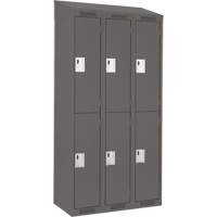 Clean Line Lockers, 2 -tier, Bank of 3, 36" x 18" x 78", Steel, Charcoal, Rivet (Assembled) Les Fournitures Industrielles Méga