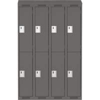 Clean Line Lockers, 2 -tier, Bank of 4, 48" x 18" x 78", Steel, Charcoal, Rivet (Assembled) Les Fournitures Industrielles Méga