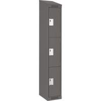 Clean Line Lockers, 3 -tier, 12" x 18" x 78", Steel, Charcoal, Rivet (Assembled) Les Fournitures Industrielles Méga