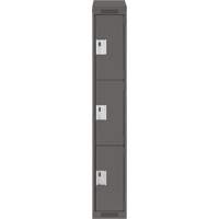 Clean Line Lockers, 3 -tier, 12" x 18" x 78", Steel, Charcoal, Rivet (Assembled) Les Fournitures Industrielles Méga