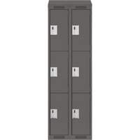 Clean Line Lockers, 3 -tier, Bank of 2, 24" x 18" x 78", Steel, Charcoal, Rivet (Assembled) Les Fournitures Industrielles Méga