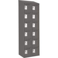 Clean Line Lockerette, 6 -tier, Bank of 2, 24" x 18" x 78", Steel, Charcoal, Rivet (Assembled) Les Fournitures Industrielles Méga