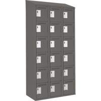 Clean Line Lockerette, 6 -tier, Bank of 3, 36" x 18" x 78", Steel, Charcoal, Rivet (Assembled) Les Fournitures Industrielles Méga