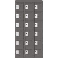 Clean Line Lockerette, 6 -tier, Bank of 3, 36" x 18" x 78", Steel, Charcoal, Rivet (Assembled) Les Fournitures Industrielles Méga