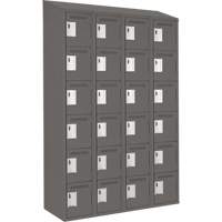 Clean Line Lockerette, 6 -tier, Bank of 4, 48" x 18" x 78", Steel, Charcoal, Rivet (Assembled) Les Fournitures Industrielles Méga