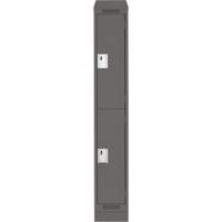 Clean Line Lockers, 2 -tier, 12" x 18" x 82", Steel, Charcoal, Rivet (Assembled) Les Fournitures Industrielles Méga