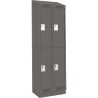 Clean Line Lockers, 2 -tier, Bank of 2, 24" x 18" x 82", Steel, Charcoal, Rivet (Assembled) Les Fournitures Industrielles Méga