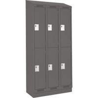 Clean Line Lockers, 2 -tier, Bank of 3, 36" x 18" x 82", Steel, Charcoal, Rivet (Assembled) Les Fournitures Industrielles Méga