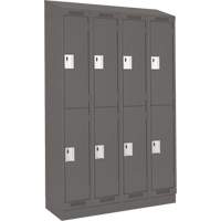 Clean Line Lockers, 2 -tier, Bank of 4, 48" x 18" x 82", Steel, Charcoal, Rivet (Assembled) Les Fournitures Industrielles Méga