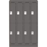Clean Line Lockers, 2 -tier, Bank of 4, 48" x 18" x 82", Steel, Charcoal, Rivet (Assembled) Les Fournitures Industrielles Méga