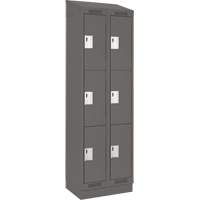 Clean Line Lockers, 3 -tier, Bank of 2, 24" x 18" x 82", Steel, Charcoal, Rivet (Assembled) Les Fournitures Industrielles Méga