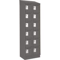 Clean Line Lockerette, 6 -tier, Bank of 2, 24" x 18" x 82", Steel, Charcoal, Rivet (Assembled) Les Fournitures Industrielles Méga