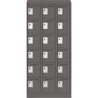 Clean Line Lockerette, 6 -tier, Bank of 3, 36" x 18" x 82", Steel, Charcoal, Rivet (Assembled) Les Fournitures Industrielles Méga