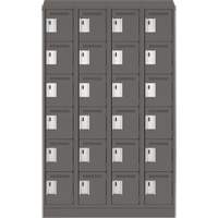 Clean Line Lockerette, 6 -tier, Bank of 4, 48" x 18" x 82", Steel, Charcoal, Rivet (Assembled) Les Fournitures Industrielles Méga