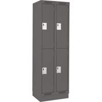Clean Line Lockers, 2 -tier, Bank of 2, 24" x 18" x 76", Steel, Charcoal, Rivet (Assembled) Les Fournitures Industrielles Méga