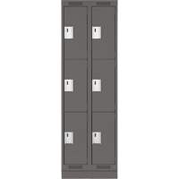 Clean Line Lockers, 3 -tier, Bank of 2, 24" x 18" x 76", Steel, Charcoal, Rivet (Assembled) Les Fournitures Industrielles Méga