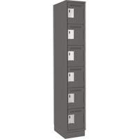 Clean Line Lockerette, 6 -tier, 12" x 18" x 76", Steel, Charcoal, Rivet (Assembled) Les Fournitures Industrielles Méga