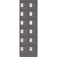Clean Line Lockerette, 6 -tier, Bank of 2, 24" x 18" x 76", Steel, Charcoal, Rivet (Assembled) Les Fournitures Industrielles Méga