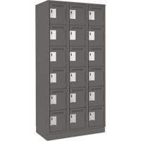 Clean Line Lockerette, 6 -tier, Bank of 3, 36" x 18" x 76", Steel, Charcoal, Rivet (Assembled) Les Fournitures Industrielles Méga