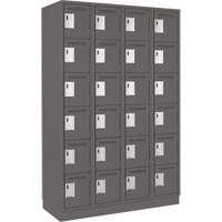 Clean Line Lockerette, 6 -tier, Bank of 4, 48" x 18" x 76", Steel, Charcoal, Rivet (Assembled) Les Fournitures Industrielles Méga