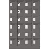 Clean Line Lockerette, 6 -tier, Bank of 4, 48" x 18" x 76", Steel, Charcoal, Rivet (Assembled) Les Fournitures Industrielles Méga