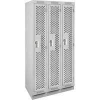 Clean Line Lockers, Bank of 3, 36" x 18" x 76", Steel, Grey, Rivet (Assembled), Perforated Les Fournitures Industrielles Méga