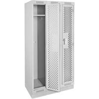 Clean Line Lockers, Bank of 3, 36" x 18" x 76", Steel, Grey, Rivet (Assembled), Perforated Les Fournitures Industrielles Méga