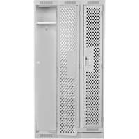 Clean Line Lockers, Bank of 3, 36" x 18" x 76", Steel, Grey, Rivet (Assembled), Perforated Les Fournitures Industrielles Méga