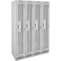 Clean Line Lockers, Bank of 4, 48" x 18" x 76", Steel, Grey, Rivet (Assembled), Perforated Les Fournitures Industrielles Méga