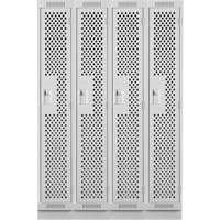 Clean Line Lockers, Bank of 4, 48" x 18" x 76", Steel, Grey, Rivet (Assembled), Perforated Les Fournitures Industrielles Méga