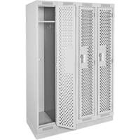 Clean Line Lockers, Bank of 4, 48" x 18" x 76", Steel, Grey, Rivet (Assembled), Perforated Les Fournitures Industrielles Méga