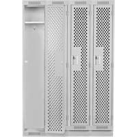 Clean Line Lockers, Bank of 4, 48" x 18" x 76", Steel, Grey, Rivet (Assembled), Perforated Les Fournitures Industrielles Méga