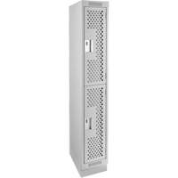 Clean Line Lockers, 2 -tier, 12" x 18" x 76", Steel, Grey, Rivet (Assembled), Perforated Les Fournitures Industrielles Méga