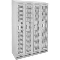 Clean Line Lockers, Bank of 4, 48" x 18" x 82", Steel, Grey, Rivet (Assembled), Perforated Les Fournitures Industrielles Méga