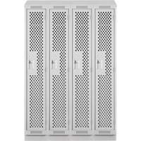 Clean Line Lockers, Bank of 4, 48" x 18" x 82", Steel, Grey, Rivet (Assembled), Perforated Les Fournitures Industrielles Méga