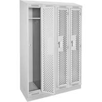 Clean Line Lockers, Bank of 4, 48" x 18" x 82", Steel, Grey, Rivet (Assembled), Perforated Les Fournitures Industrielles Méga