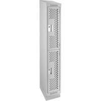 Clean Line Lockers, 2 -tier, 12" x 12" x 82", Steel, Grey, Rivet (Assembled), Perforated Les Fournitures Industrielles Méga
