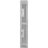 Clean Line Lockers, 2 -tier, 12" x 12" x 82", Steel, Grey, Rivet (Assembled), Perforated Les Fournitures Industrielles Méga