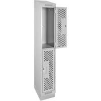 Clean Line Lockers, 2 -tier, 12" x 12" x 82", Steel, Grey, Rivet (Assembled), Perforated Les Fournitures Industrielles Méga
